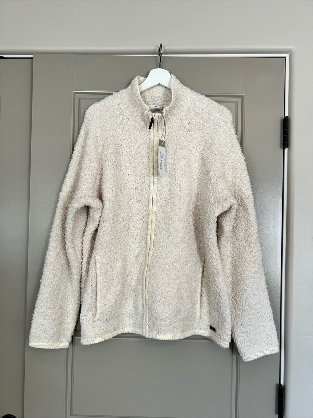Natural Reflections Cream Teddy Full-Zip Jacket